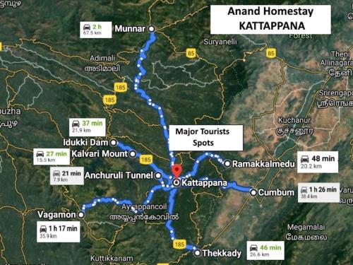 a map of the khartoum highway at Anand homestay in Kattappana