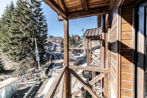 a view from a window of a train station at Маєток "ZYMON & SKI" in Bukovel
