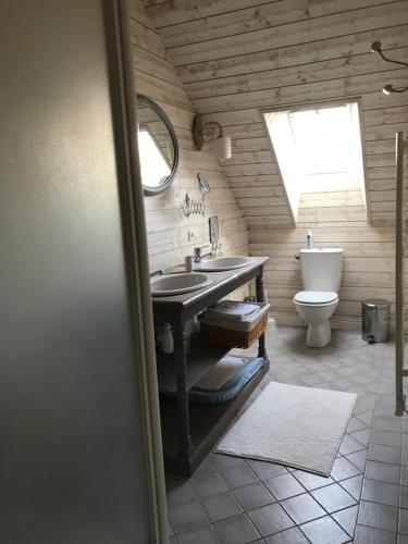 a bathroom with a sink and a toilet at AU COEUR DE LA NATURE in Allaire
