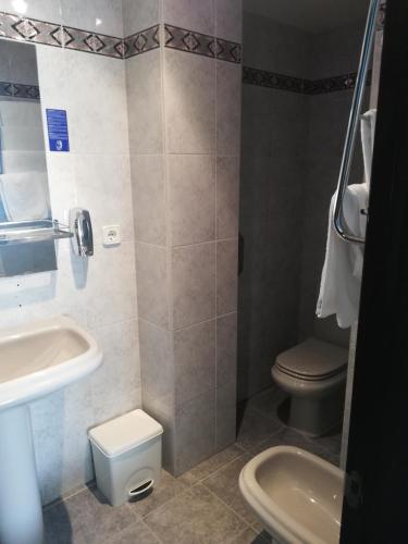 a bathroom with a toilet and a sink at Alojamientos ALBOR I in Gijón