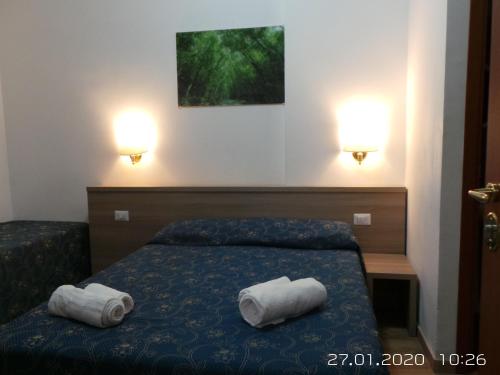 羅馬的住宿－馬爾齊亞住宿加早餐旅館，一间卧室配有一张床,上面有两条毛巾