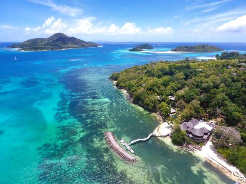 an aerial view of an island in the ocean at Cerf Island Resort in Cerf Island