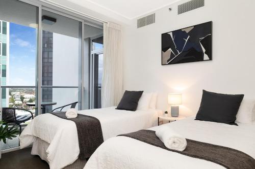 Executive 3 Bedroom Family Suite - Brisbane CBD - Views - Netflix - Fast Wifi - Free parking 객실 침대