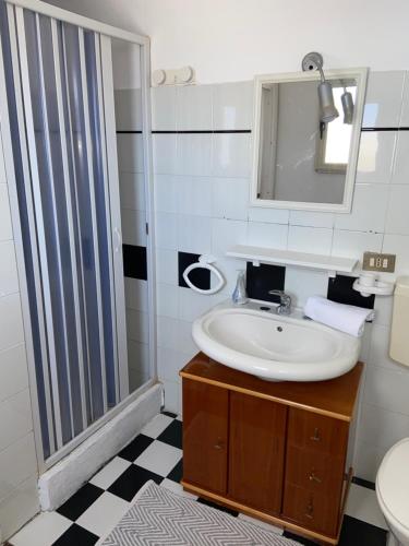 ein Bad mit einem Waschbecken und einer Dusche in der Unterkunft Casa vacanze Al porticciolo romantico in Trappeto