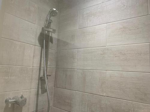 a shower with a hose in a bathroom at Southernwood - Wantage Road Studio 1 in Didcot