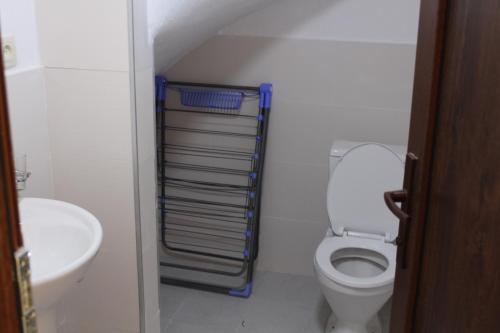 a small bathroom with a toilet and a sink at KOTEJ UREKI in Ureki