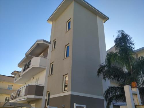 a building with a palm tree in front of it at B&B White One in San Prisco