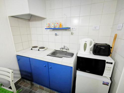 a small kitchen with a sink and a stove at Apartamento Las Orquideas in Mendoza