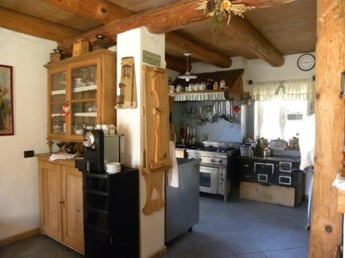 a kitchen with a refrigerator and a stove at B&B La Casa delle Bambole in Panchià