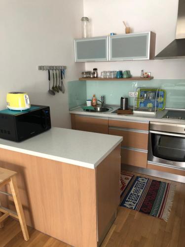 a kitchen with a counter top and a stove at Studio&apartments Snow in Bjelašnica