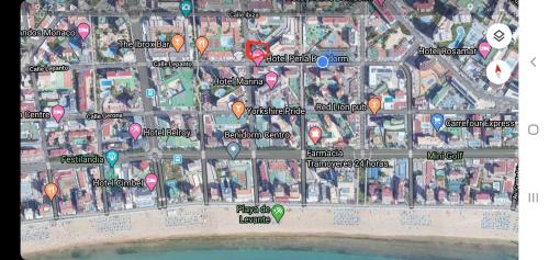 a map of a city with lots of buildings at Apartamentos Maysan in Benidorm