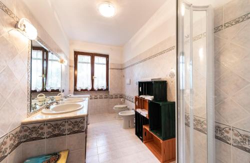 a bathroom with a sink and a toilet and a shower at Poggio della Stella in Blera