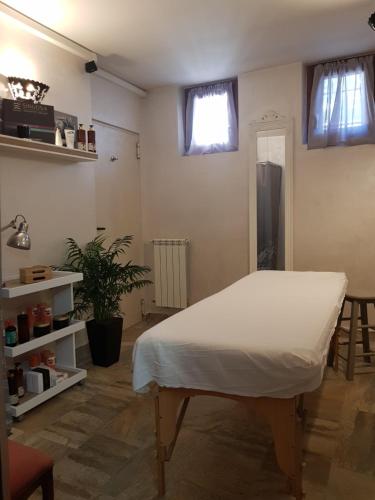 a bedroom with a white bed in a room at Aurelia Garden Gold B&B in Rome