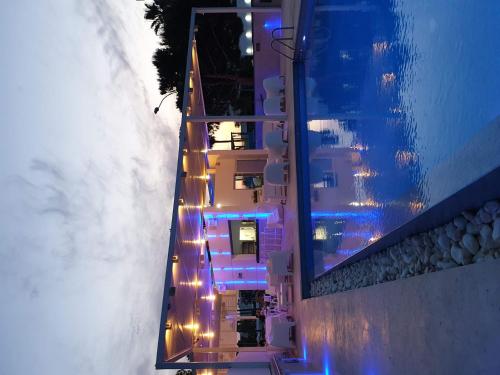 an overhead view of a building with lights on it at Tasia Maris Beach Hotel - Adults Only in Ayia Napa