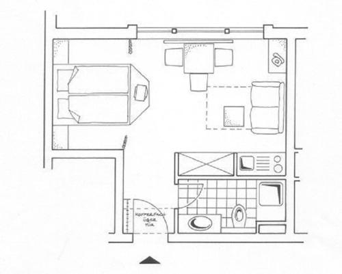 a drawing of a floor plan of a room at Inselresidenz Strandburg Apartment 209 in Juist