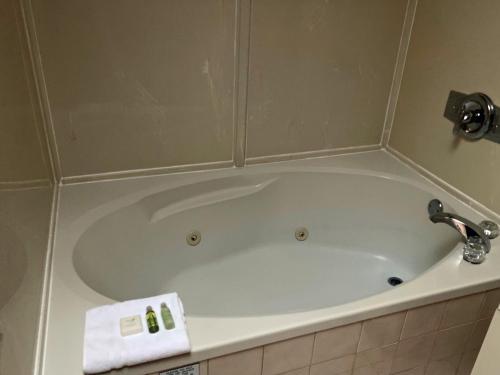 a bath tub with a faucet in a bathroom at Driftwood Village Resort in Sturdies Bay