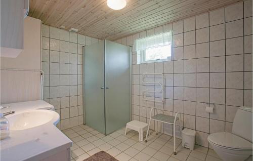 Vester SømarkenにあるBedstes Hus,のバスルーム(シャワー、トイレ、シンク付)