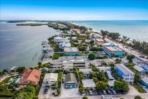 an aerial view of a town next to the water at Seahorse Suite home in Bradenton Beach