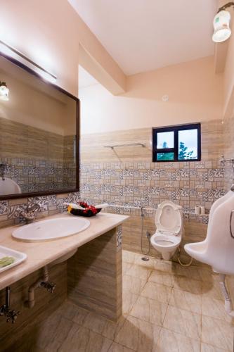 a bathroom with a sink and a toilet at Araliayas Resort & Spa in Udaipur