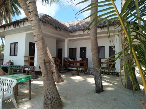 une maison sur la plage avec des palmiers dans l'établissement Lapyahan Guest House, à Siquijor