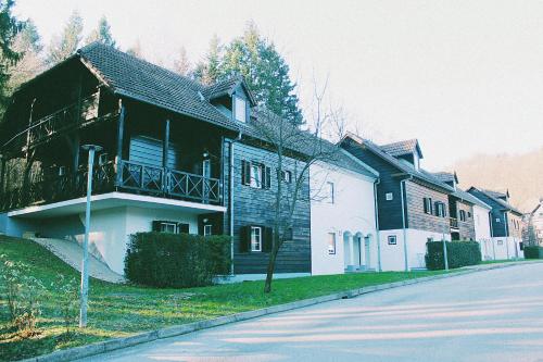 a large house on the side of a street at Terme Olimia - Apartment Village Lipa in Podčetrtek