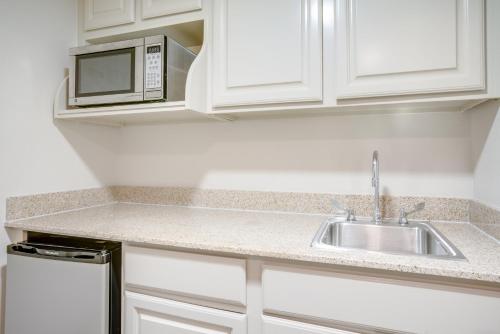 a kitchen with a sink and a microwave at Crowne Plaza New Orleans French Qtr - Astor by IHG in New Orleans