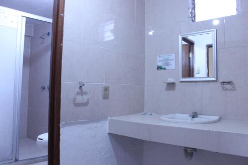 Koupelna v ubytování Hotel Plaza Aleman