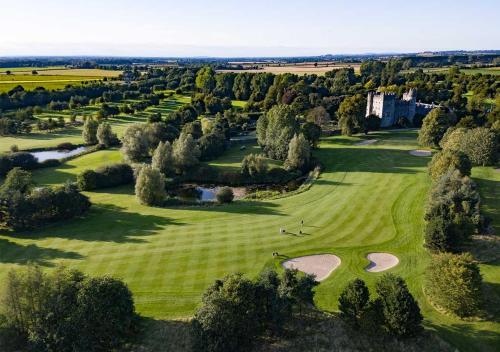 an overhead view of a golf course at The Lodges at Kilkea Castle in Kilkea