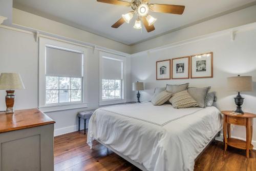a bedroom with a bed and a ceiling fan at Beautiful Hill Country Ranch Home - 4 Mi to Town! in Boerne