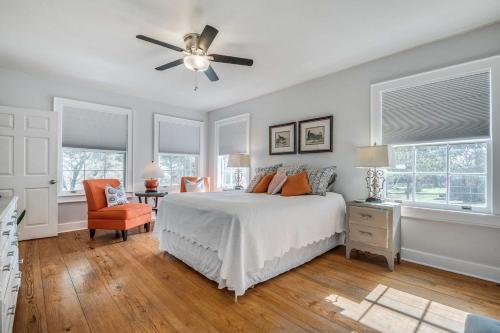 a bedroom with a bed and a ceiling fan at Beautiful Hill Country Ranch Home - 4 Mi to Town! in Boerne
