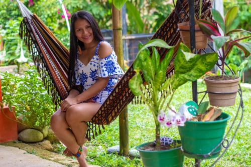 Jardín al aire libre en Hostal Luna Llena