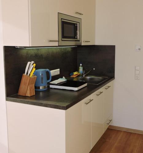 a kitchen with a sink and a counter top at 214 Salzburg, Studio Apartment, 30m2, 2-4 Personen in Klagenfurt