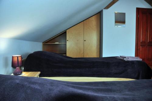 a bedroom with two beds and a dresser at Modrzewiowe Wzgorze in Promno