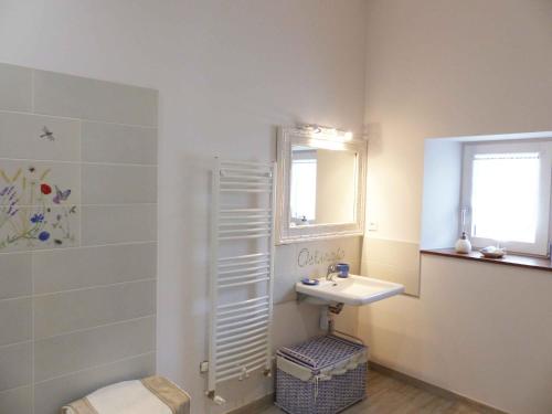 a bathroom with a sink and a window at L ' AMIRADOU in Félines-sur-Rimandoule