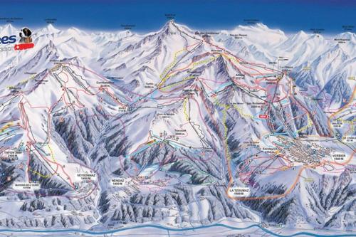 a map of a snow covered mountain at Studio - Cosy et central, Haute-Nendaz, 4 Vallées in Nendaz