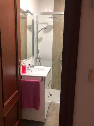 a bathroom with a sink and a shower at TORREPEREA- Piso completo in Jaén
