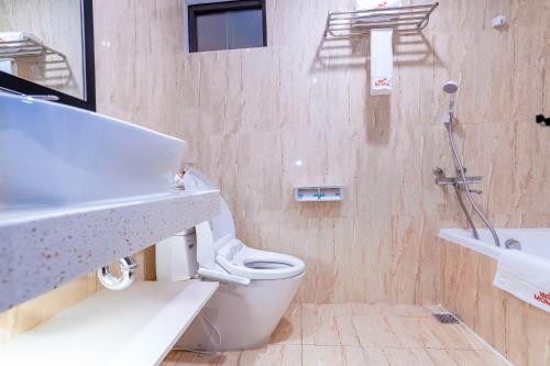 a bathroom with a sink and a toilet at MOMIZI Hotel HAI PHONG in Hai Phong