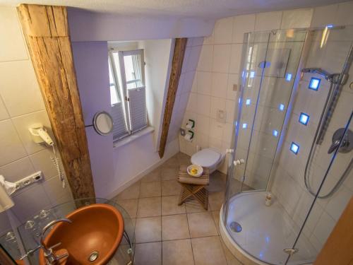 Koupelna v ubytování Gästehaus zur ehemaligen Mehlwaage wohnen und genießen