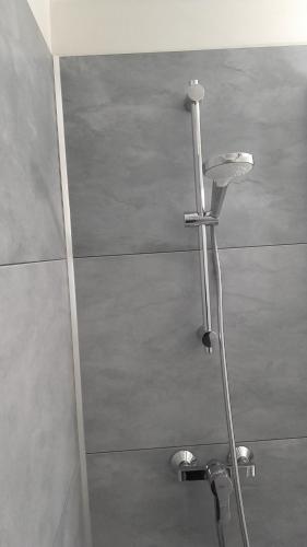 une douche avec pommeau de douche dans une salle de bain dans l'établissement Anglet/Biarritz 300m des plages - Proximité Golf & Phare - 1/4 pers. - Parking privé, à Anglet