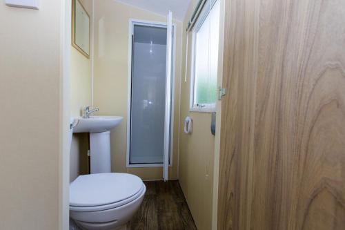 ein Bad mit einem WC und einem Waschbecken in der Unterkunft Beach Resort Kamperland - 167 in Kamperland