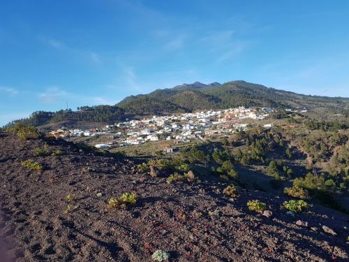 an aerial view of a town on a mountain at Casa Lela I in Fuencaliente de la Palma