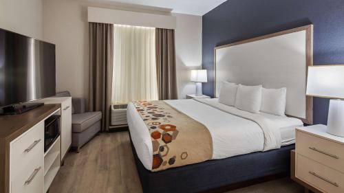 a hotel room with a large bed and a television at Best Western Heritage Inn and Suites in Wauchula Hills