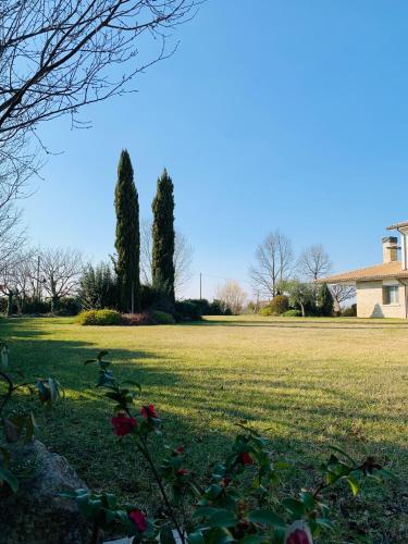a field of green grass with a house and trees at B&B Beauty House in Cesena