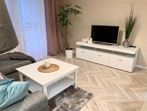 TV a/nebo společenská místnost v ubytování Apartament Szosa Chełmińska