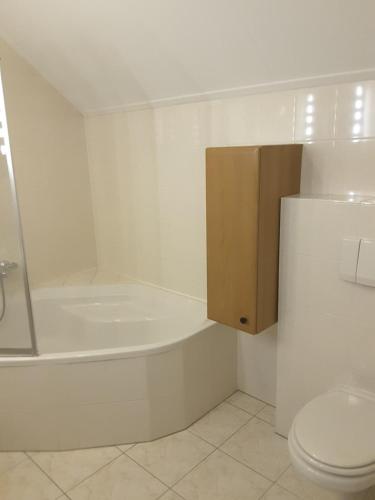 a bathroom with a toilet and a bath tub at Meenestee, Borculo in Borkulo
