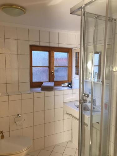 Vonios kambarys apgyvendinimo įstaigoje Landhotel Elfenhof