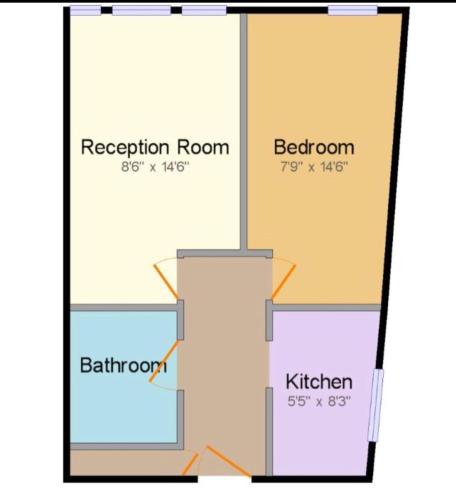 a floor plan of a room with a reception room and a bathroom at apartment Lavender Hill in London
