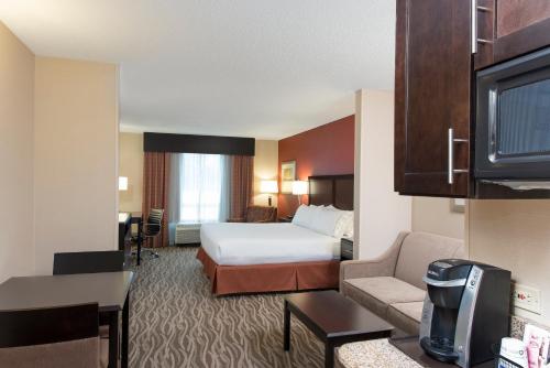 a hotel room with a bed and a tv at Holiday Inn Express Hotel & Suites Grand Rapids-North by IHG in Grand Rapids