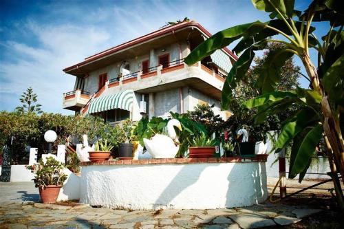 a house with potted plants in front of it at Case Vacanze Giardino in Parghelia