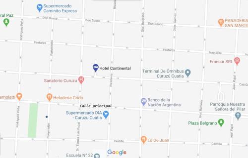 un mapa que muestre la ubicación de los locales en Continental Hotel en Curuzú Cuatiá